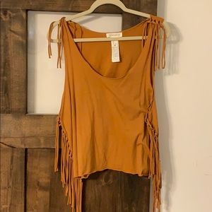 Fringe gold tank top